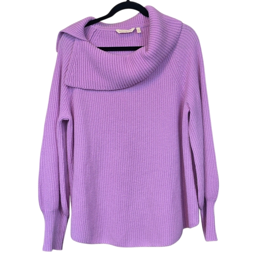 Soft Surroundings Tatiana Cowl Neck Oversized Cashmere Sweater Lilac Size Large - Picture 2 of 9